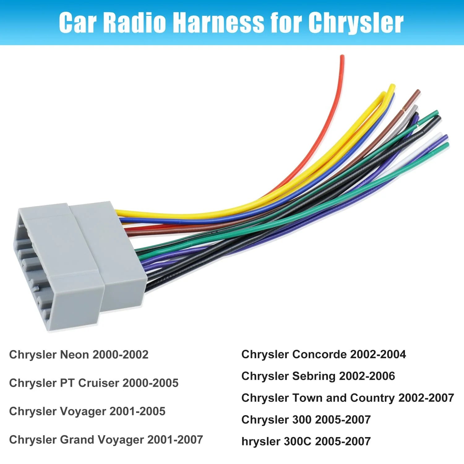 Car Radio Wiring Harness Adapter Connector Replacement for 2002-2007 Dodge Ram,2003-2007 Jeep,2000-2007 Chrysler Radio Stereo Audio Video Wire Cable for Jeep/Dodge/Chrysler-02 - Image 2