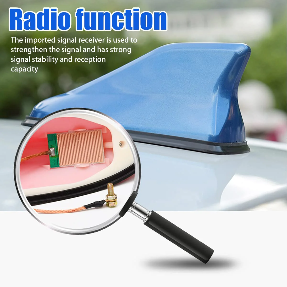 Car Shark Fin Antenna Cover, Roof Aerial Base AM/FM Radio Signal for Car SUV Truck, Vehicle Shark Fin Shape Cover with Adhesive Tape, Car Accessories Antenna Replacement Fits Most Cars (Black) Black - Image 2