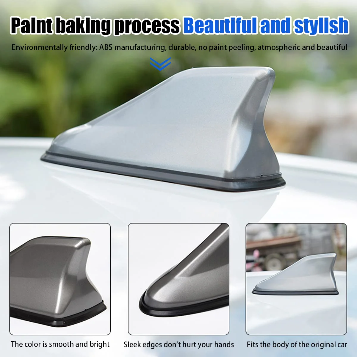 Car Shark Fin Antenna Cover, Roof Aerial Base AM/FM Radio Signal for Car SUV Truck, Vehicle Shark Fin Shape Cover with Adhesive Tape, Car Accessories Antenna Replacement Fits Most Cars (Black) Black - Image 4
