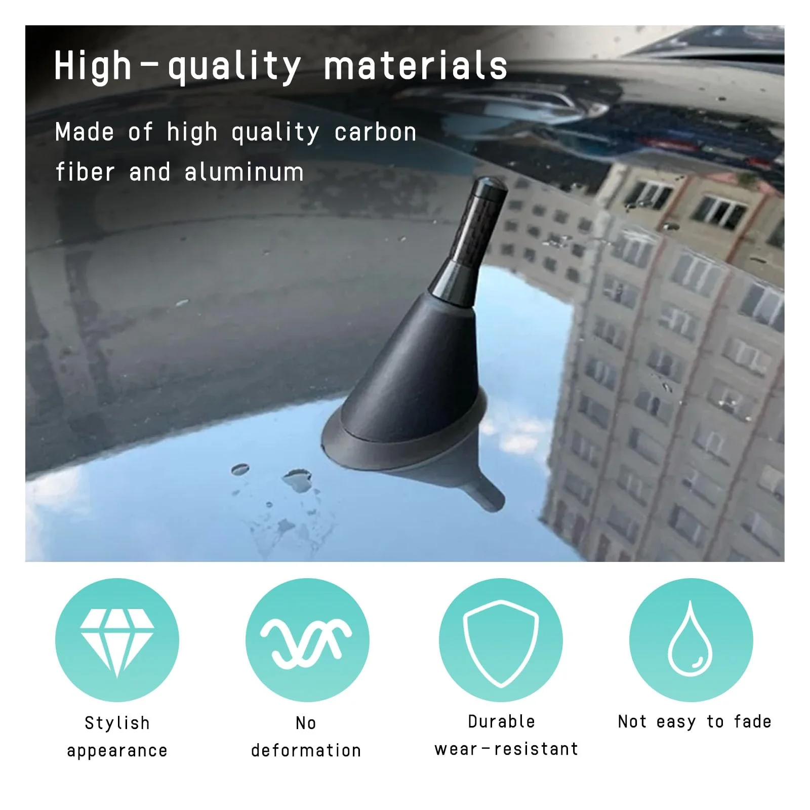 Car Short Antenna, 1.37" Stubby Aluminum Radio Antenna Replacement, Carbon Fiber Antenna Kit with Screws, AM/FM Roof Mount Car Radio Reception Antenna Mast for Most Cars SUVs (Black) Black - Image 4