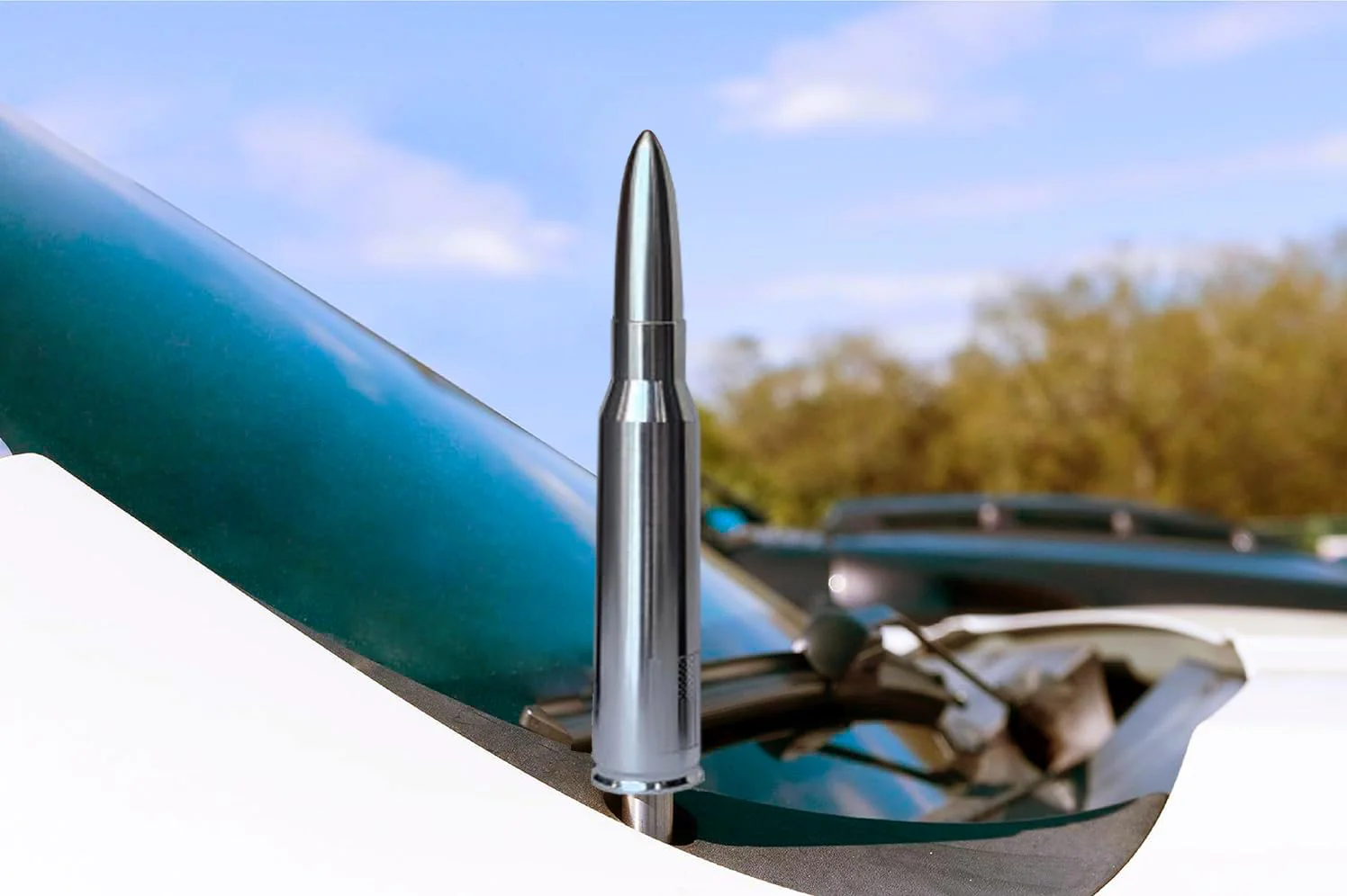 Car Truck Bullet Antenna Decoration Accessories Universal Replacement for GMC Sierra Chevy Silverado Dodge Ram 1500 2500 3500 Ford F150 F250 F350 Radio Accessories (Silver Without American Flag) Silver without American Flag - Image 2