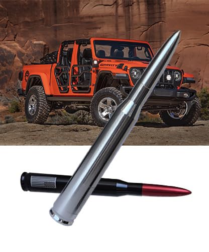 Car Truck Bullet Antenna Decoration Accessories Universal Replacement for GMC Sierra Chevy Silverado Dodge Ram 1500 2500 3500 Ford F150 F250 F350 Radio Accessories (Silver Without American Flag) Silver without American Flag - Image 7