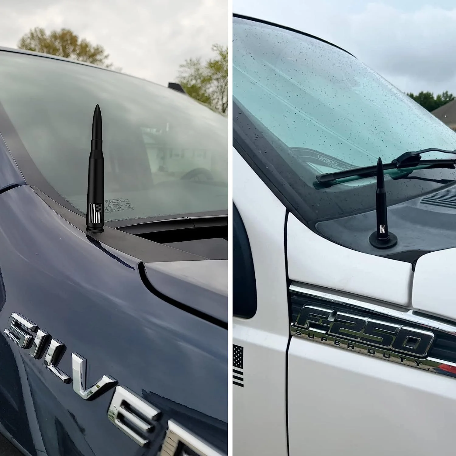 Car Truck Bullet Antenna with Tire Valve Caps American Flag Universal Short Replacement for GMC Sierra Chevy Silverado Dodge Ram 1500 2500 3500 Ford F150 F250 F350 Super Duty Accessories, Matte Black 5.5 inch - Image 6