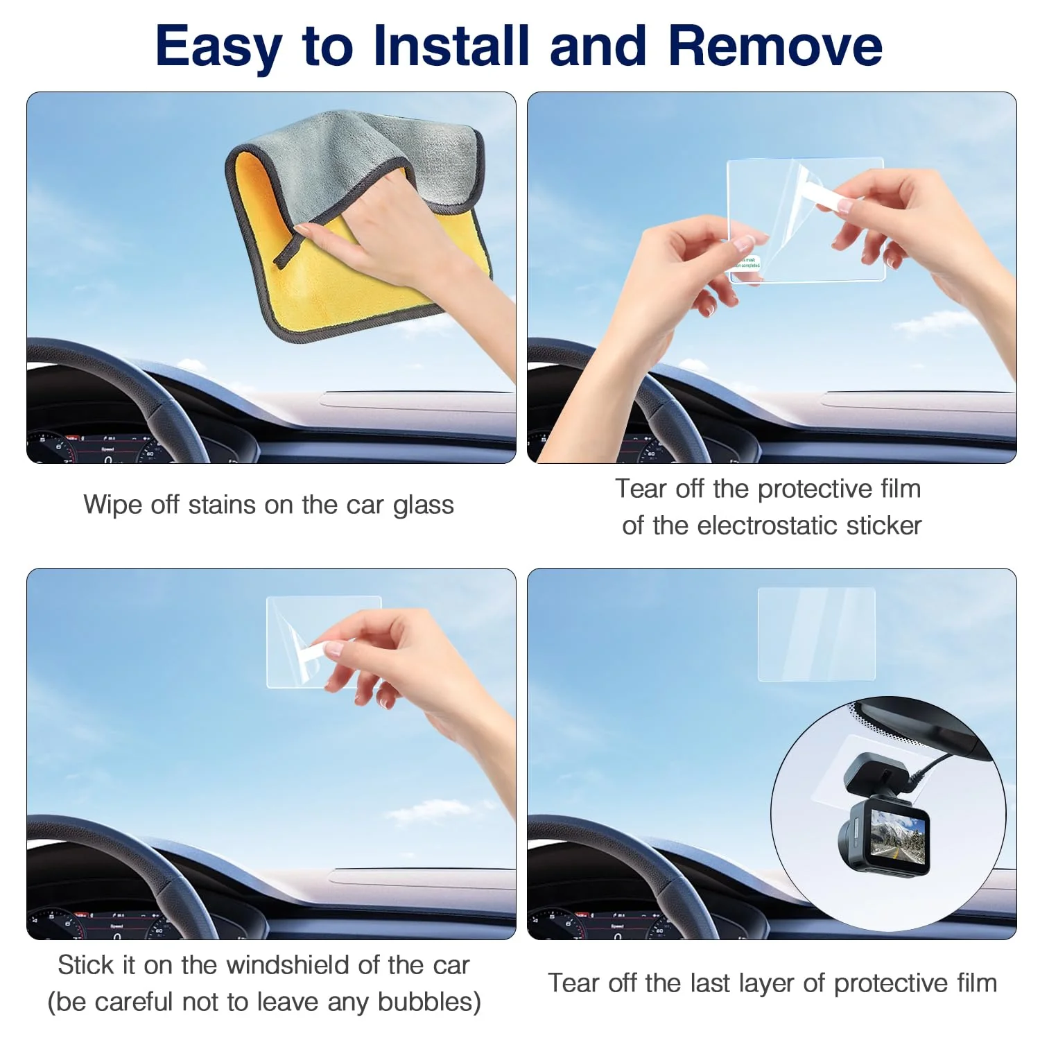 Car Windshield Electrostatic Film and Double-Sided Sticker Adhesive Pad for Mounting Dash Cam, Camera, Windshield Sticker Applicator Car Decals Sticky Pad 10 - Image 3
