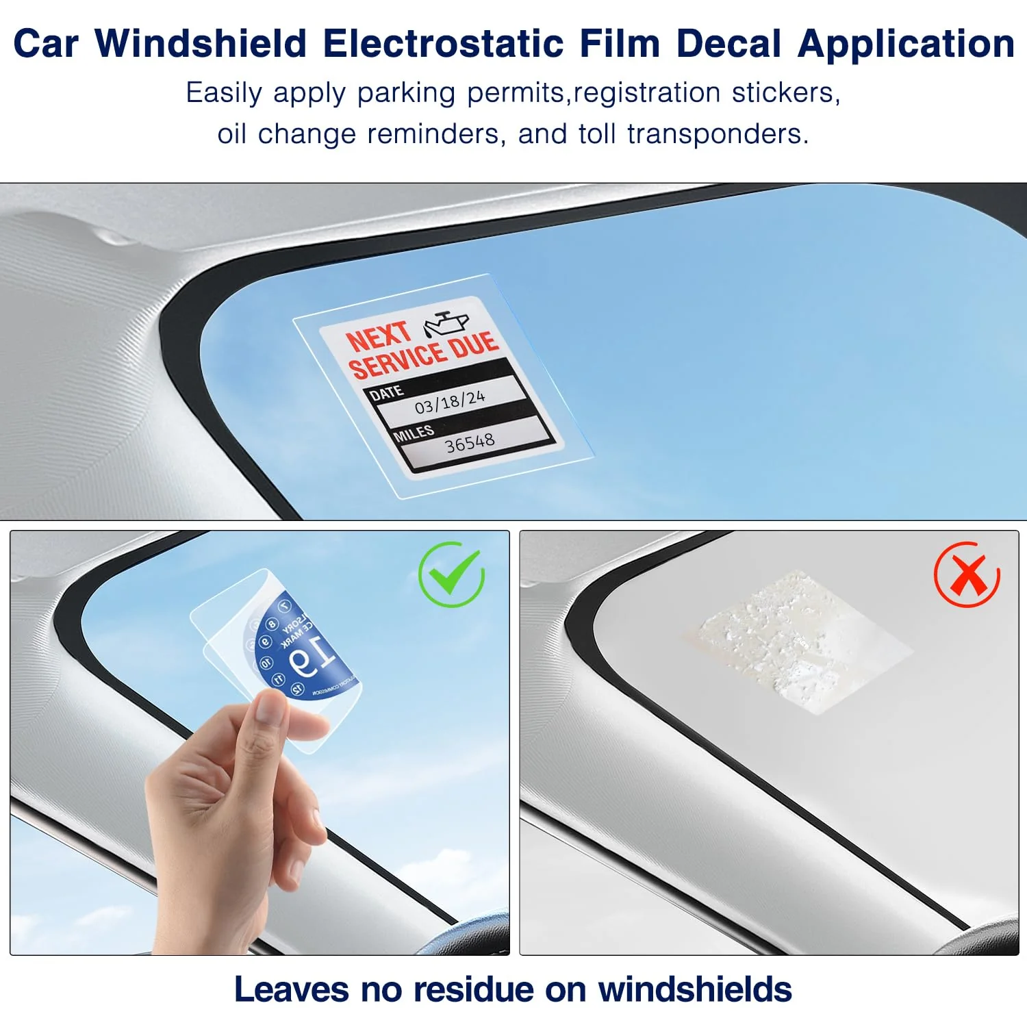 Car Windshield Electrostatic Film and Double-Sided Sticker Adhesive Pad for Mounting Dash Cam, Camera, Windshield Sticker Applicator Car Decals Sticky Pad 10 - Image 6
