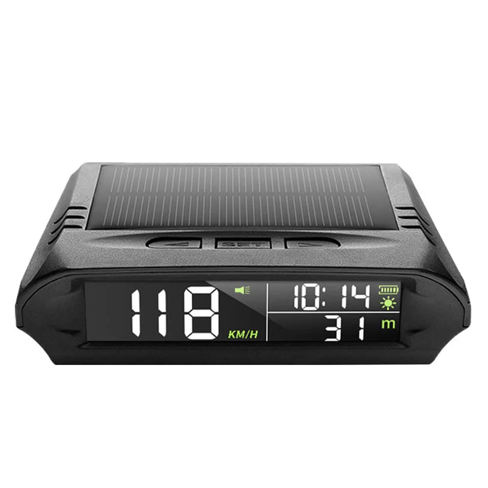 Car Wireless Headup Display Solar GPS Digital Speedometer with LCD Screen Overspeed Alarm KMH/MPH Time/Altitude/Temperature/Speed Display - Image 2