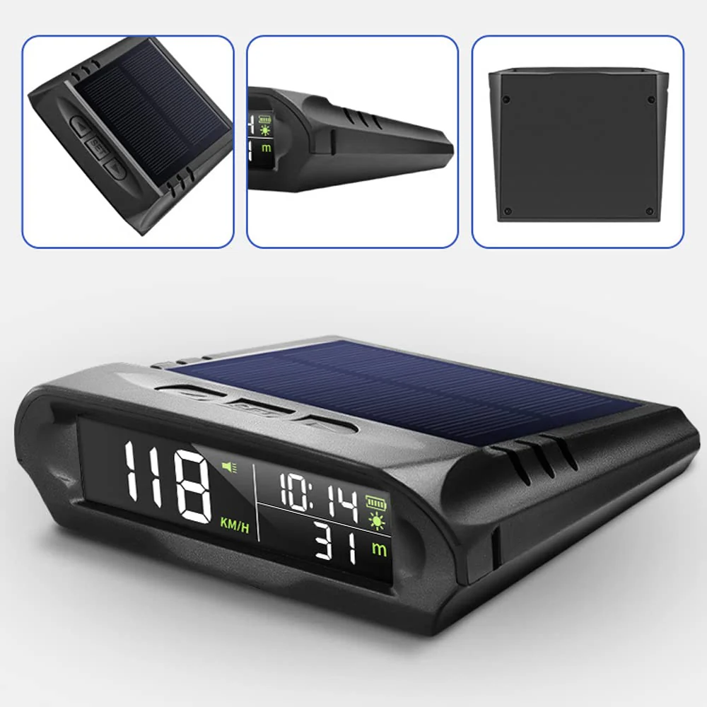Car Wireless Headup Display Solar GPS Digital Speedometer with LCD Screen Overspeed Alarm KMH/MPH Time/Altitude/Temperature/Speed Display - Image 5