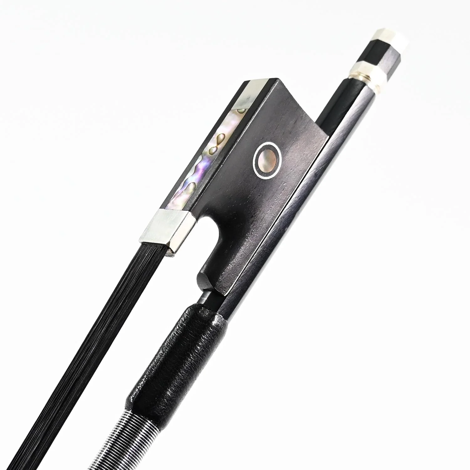 Carbon Fiber Violin Bow 4/4 Size VINGOBOW 100VB 74.5 cm Full 4 4 for Advanced Student Straight Parisian Eyes Ebony Frog Unbleached Mongolian Black Horse Hair Powerful and Wild Tone Smooth Screw Black haired