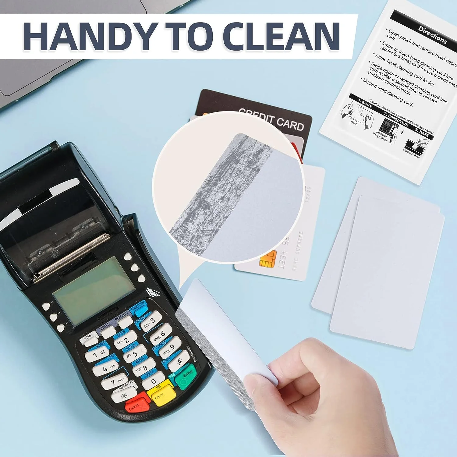 Card Reader Cleaning Cards - BIHYM Dual Side Credit Card Reader Cleaner, CR80 Card Reader Cleaner POS Swipe Terminal Cleaning Cards (25PCS) 25PCS - Image 4