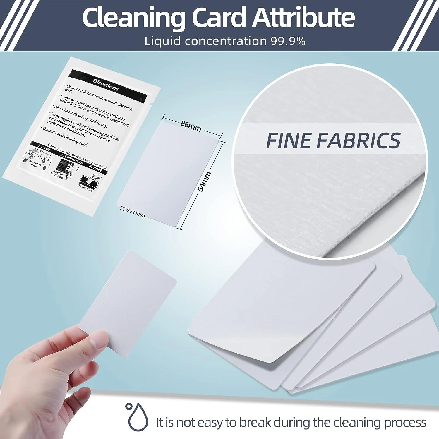 Card Reader Cleaning Cards - BIHYM Dual Side Credit Card Reader Cleaner, CR80 Card Reader Cleaner POS Swipe Terminal Cleaning Cards (50PCS) - Image 3