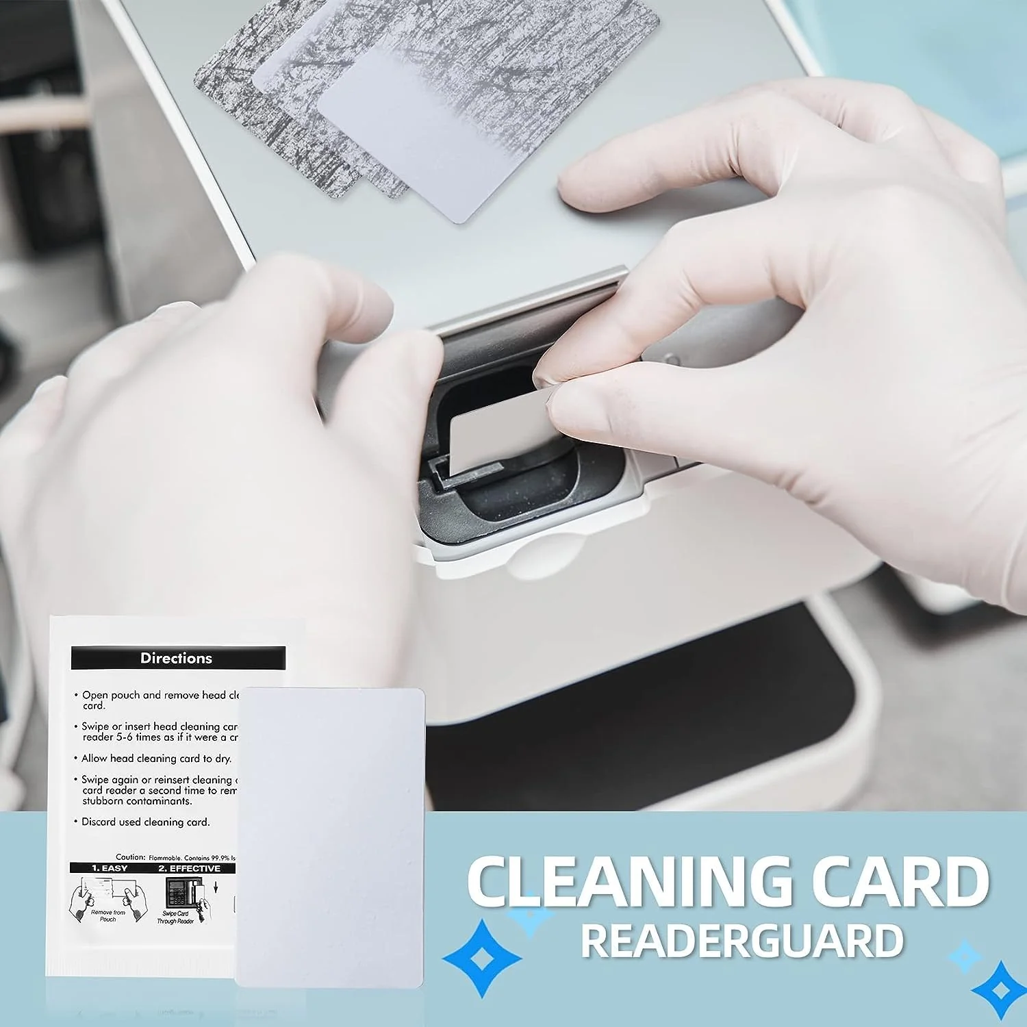 Card Reader Cleaning Cards - BIHYM Dual Side Credit Card Reader Cleaner, CR80 Card Reader Cleaner POS Swipe Terminal Cleaning Cards (50PCS) - Image 4