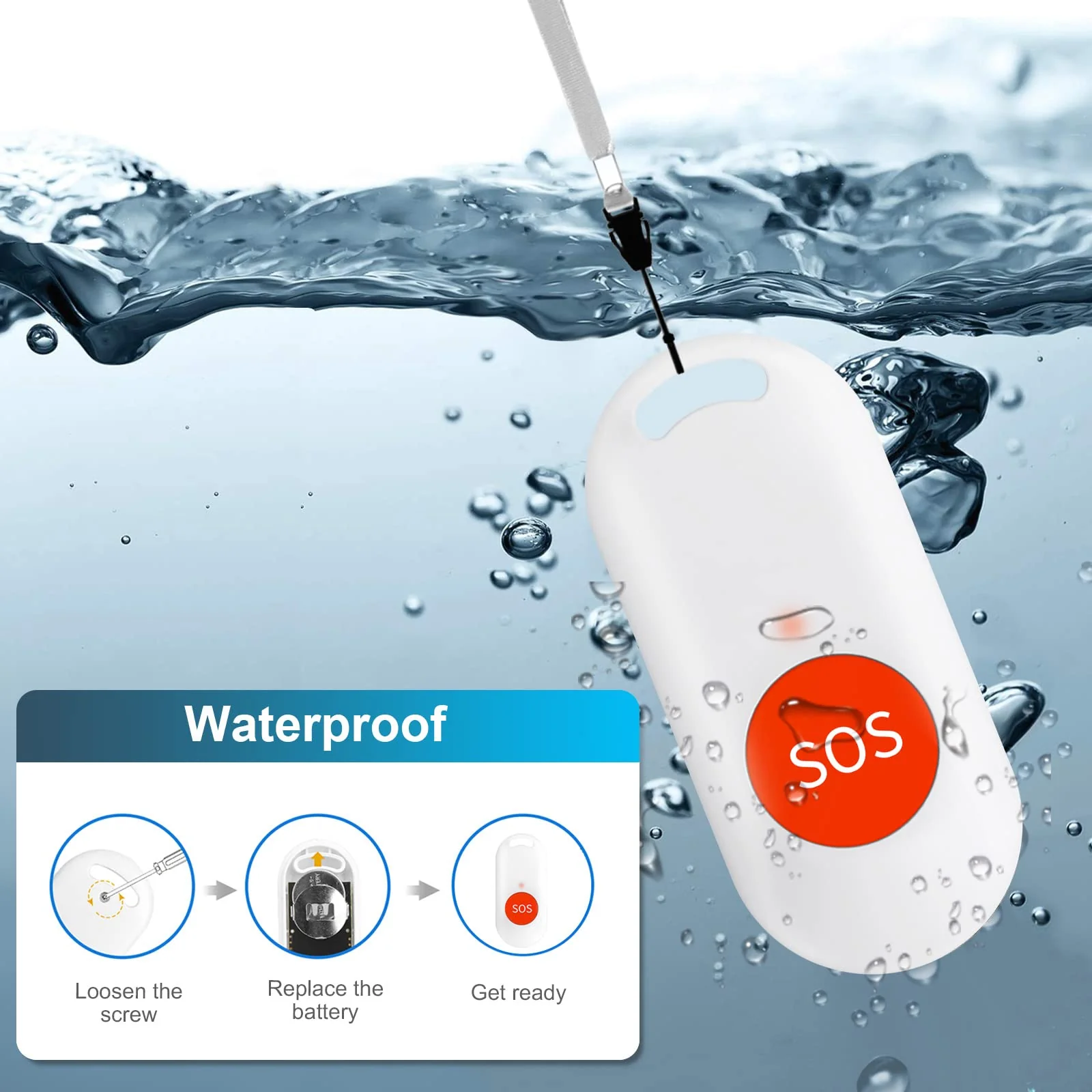Caregiver Pager Wireless Call Button for Elderly Life Alert Home Emergency SOS Call Alert System Nurse Call Bell for Patients/Seniors/Disabled - Image 3