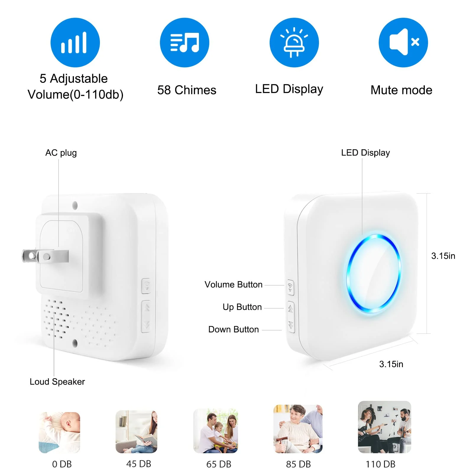 Caregiver Pager Wireless Call Button for Elderly Life Alert Home Emergency SOS Call Alert System Nurse Call Bell for Patients/Seniors/Disabled - Image 7