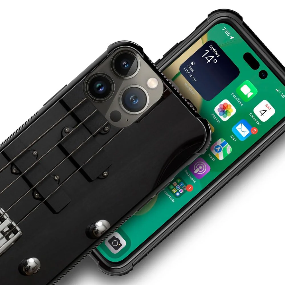 CARLOCA Compatible with iPhone 15 Case,Guitar Bass Strings Black Pattern for iPhone 15 Cases,Ultra Protection Shockproof Soft Silicone TPU Non-Slip Back Guitar Bass Strings Black - Image 7