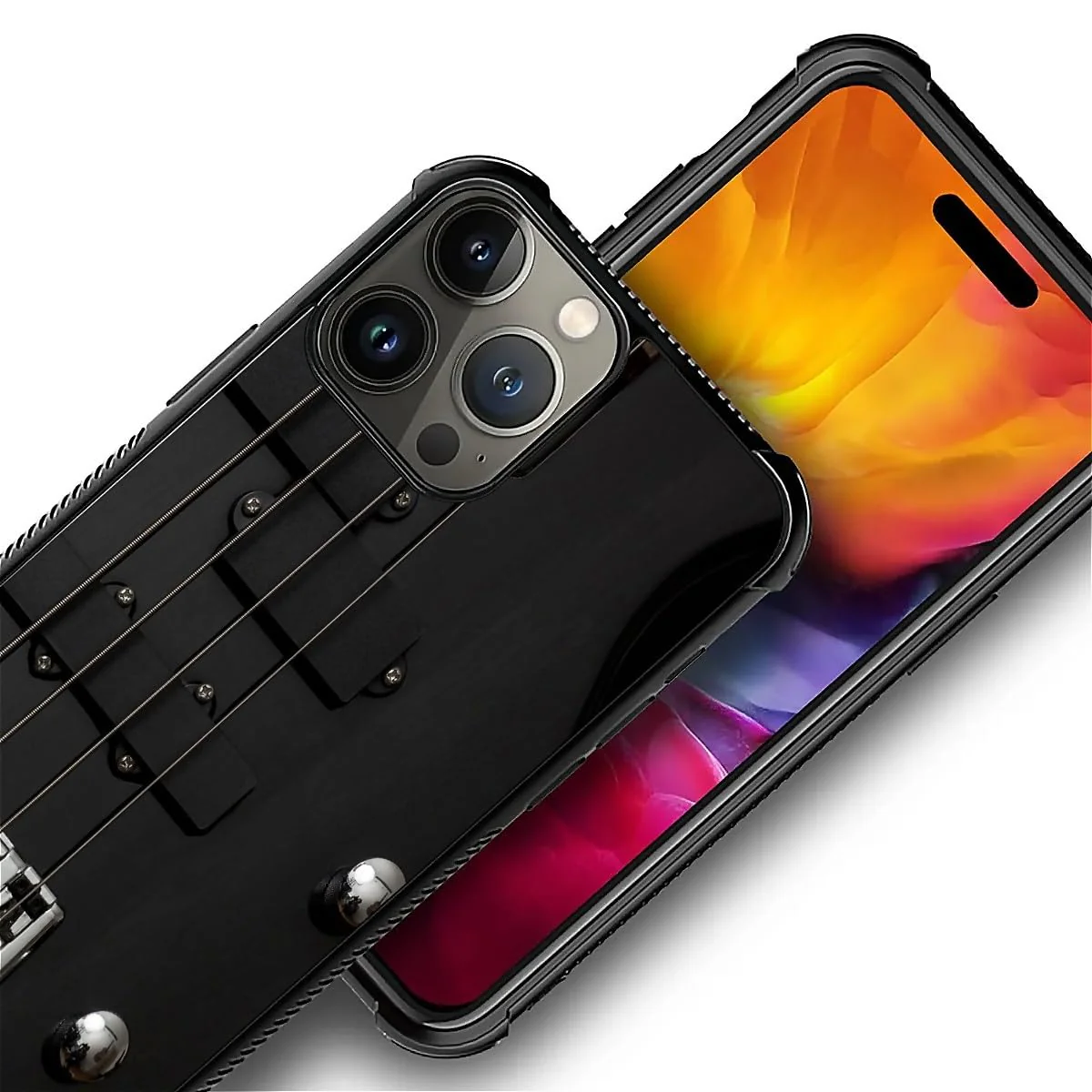 CARLOCA Compatible with iPhone 16 Pro Max Case, Guitar Bass Strings Black Pattern for Girl Ultra Protection Shockproof Soft Silicone TPU Non-Slip Back - Image 7