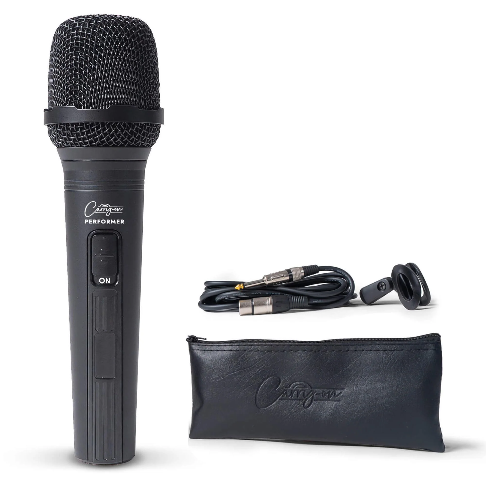 Carry-on Performer Dynamic Microphone with XRL-Jack Cable Used for Live Performance - Professional Microphone for Singing with Cardioid Focus and Accessories for Professionals and Hobbyists - Black