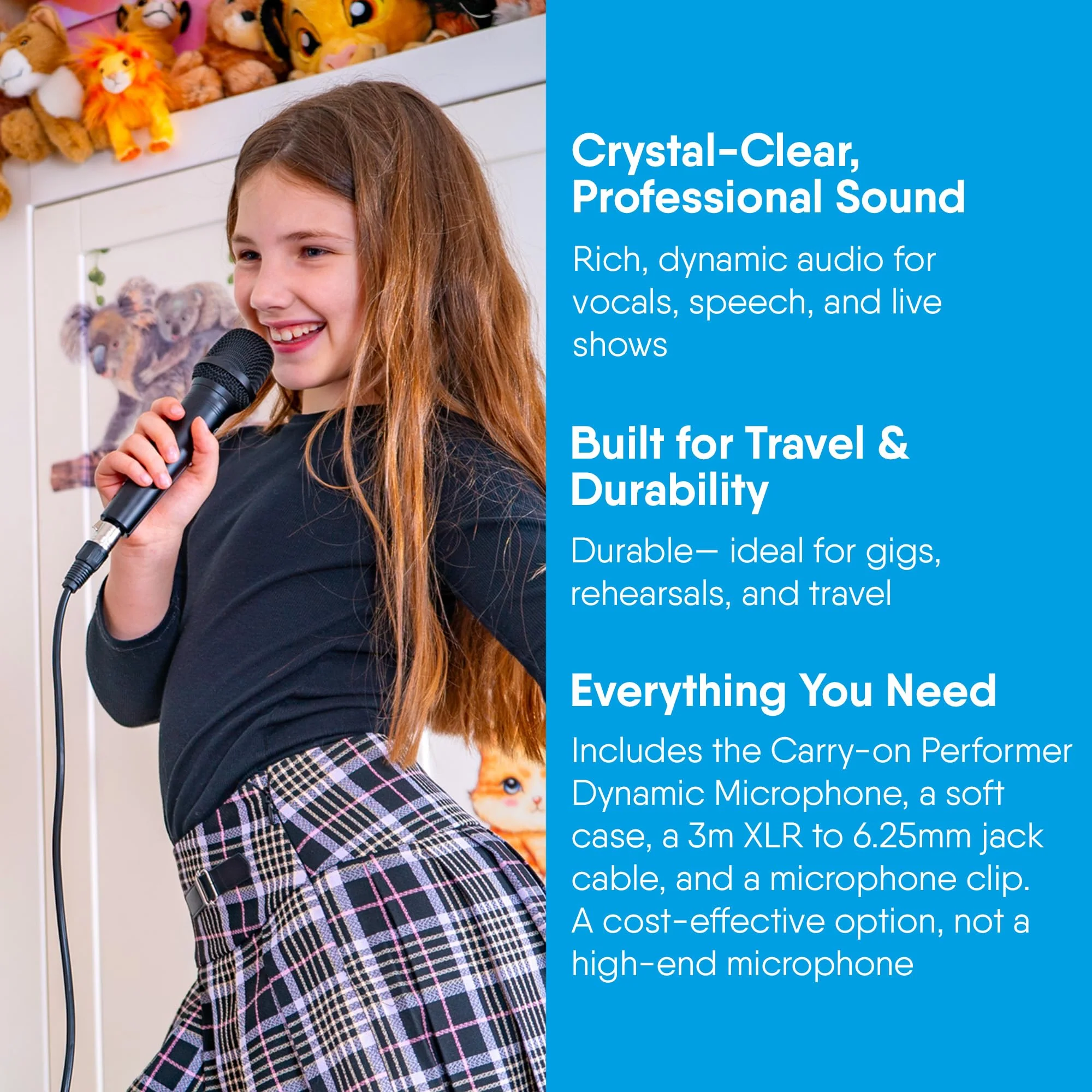 Carry-on Performer Dynamic Microphone with XRL-Jack Cable Used for Live Performance - Professional Microphone for Singing with Cardioid Focus and Accessories for Professionals and Hobbyists - Black - Image 6