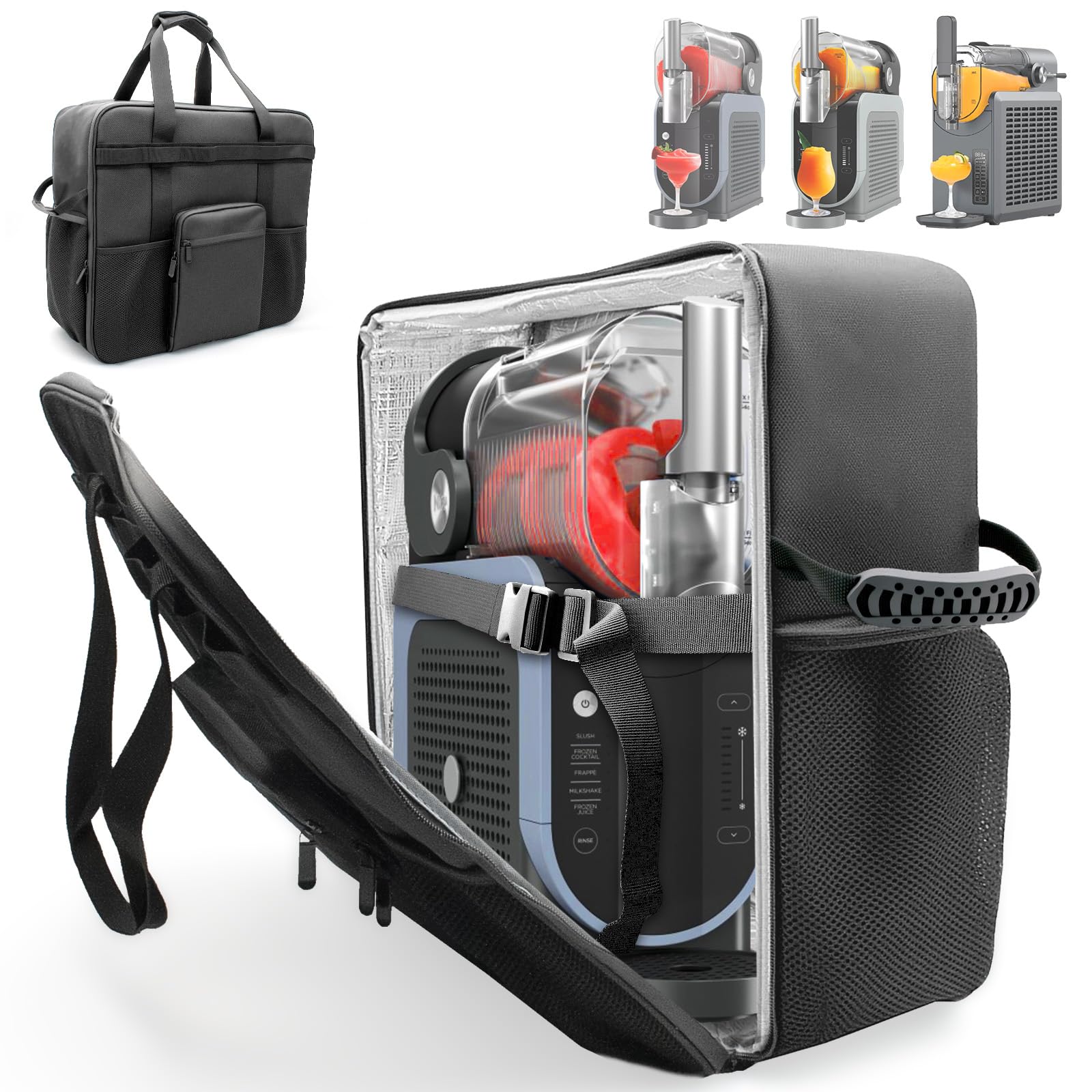 Carrying Bag for Ninja SLUSHi Slushie Machine - Easy Access Front Panel, Insulated Easy-Clean Lining with Multiple Pockets, Rugged Outdoor Case for Ninja FS301 Accessories