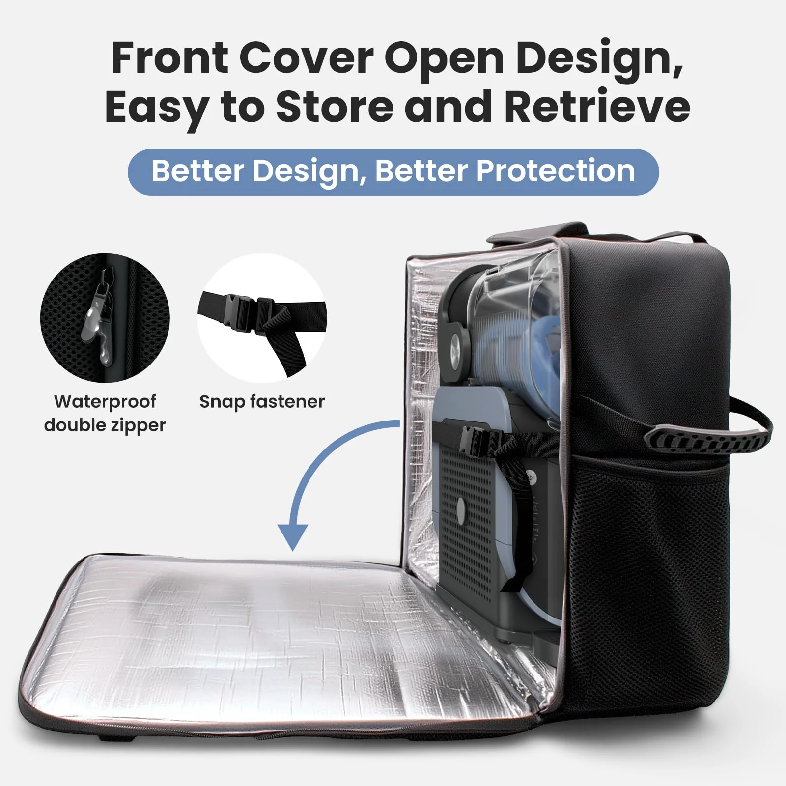Carrying Bag for Ninja SLUSHi Slushie Machine - Easy Access Front Panel, Insulated Easy-Clean Lining with Multiple Pockets, Rugged Outdoor Case for Ninja FS301 Accessories - Image 2