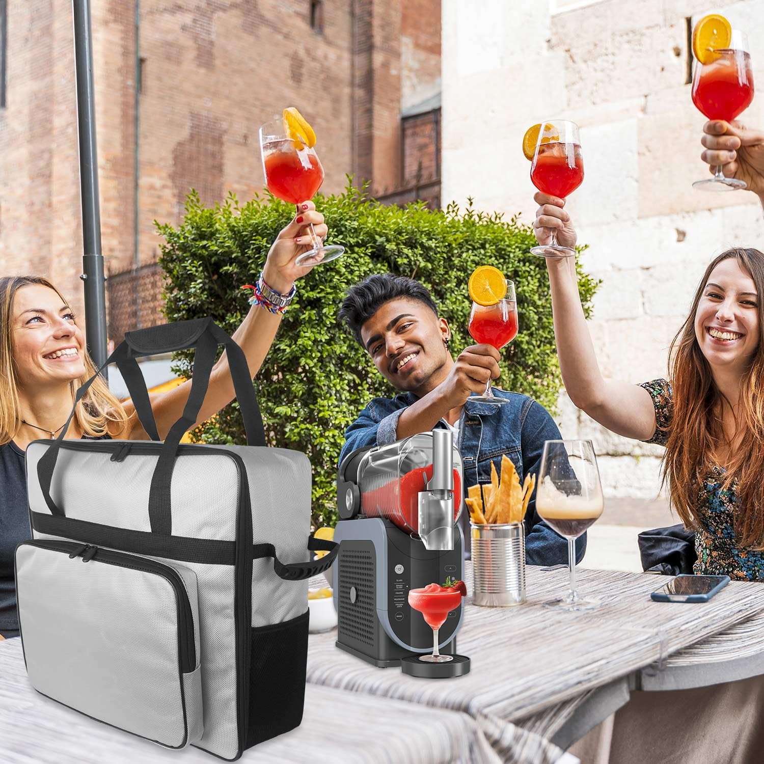 Carrying Bag for Ninja SLUSHi Slushie Machine FS301, Frozen Drink Machine Carrier Case - Front-Opening, Thick Padded for Protection, Slushie Machine Carry Bag for Ninja Accessories (Silver) Silver Gray - Image 9