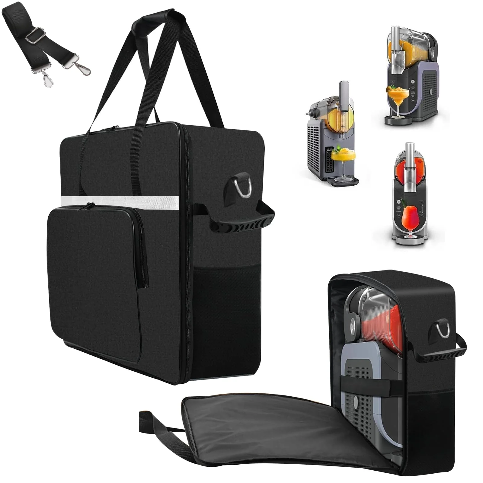 Carrying Bag for Ninja SLUSHi Slushie Machine, Portable Outdoor Frozen Drink Maker Travel Bag Case Front-Opening Design Slushie Machine Bag for Ninja SLUSHi Slushie Machine FS301(black)