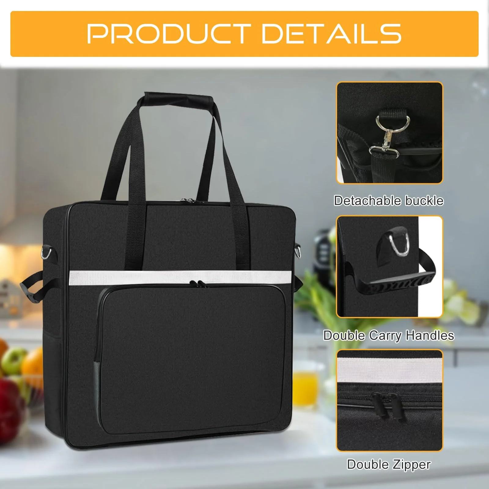 Carrying Bag for Ninja SLUSHi Slushie Machine, Portable Outdoor Frozen Drink Maker Travel Bag Case Front-Opening Design Slushie Machine Bag for Ninja SLUSHi Slushie Machine FS301(black) - Image 2