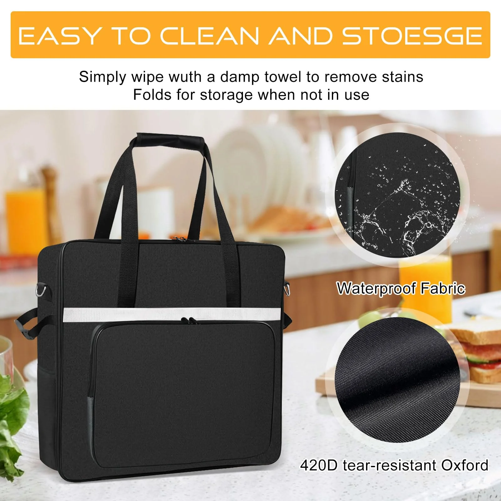 Carrying Bag for Ninja SLUSHi Slushie Machine, Portable Outdoor Frozen Drink Maker Travel Bag Case Front-Opening Design Slushie Machine Bag for Ninja SLUSHi Slushie Machine FS301(black) - Image 6