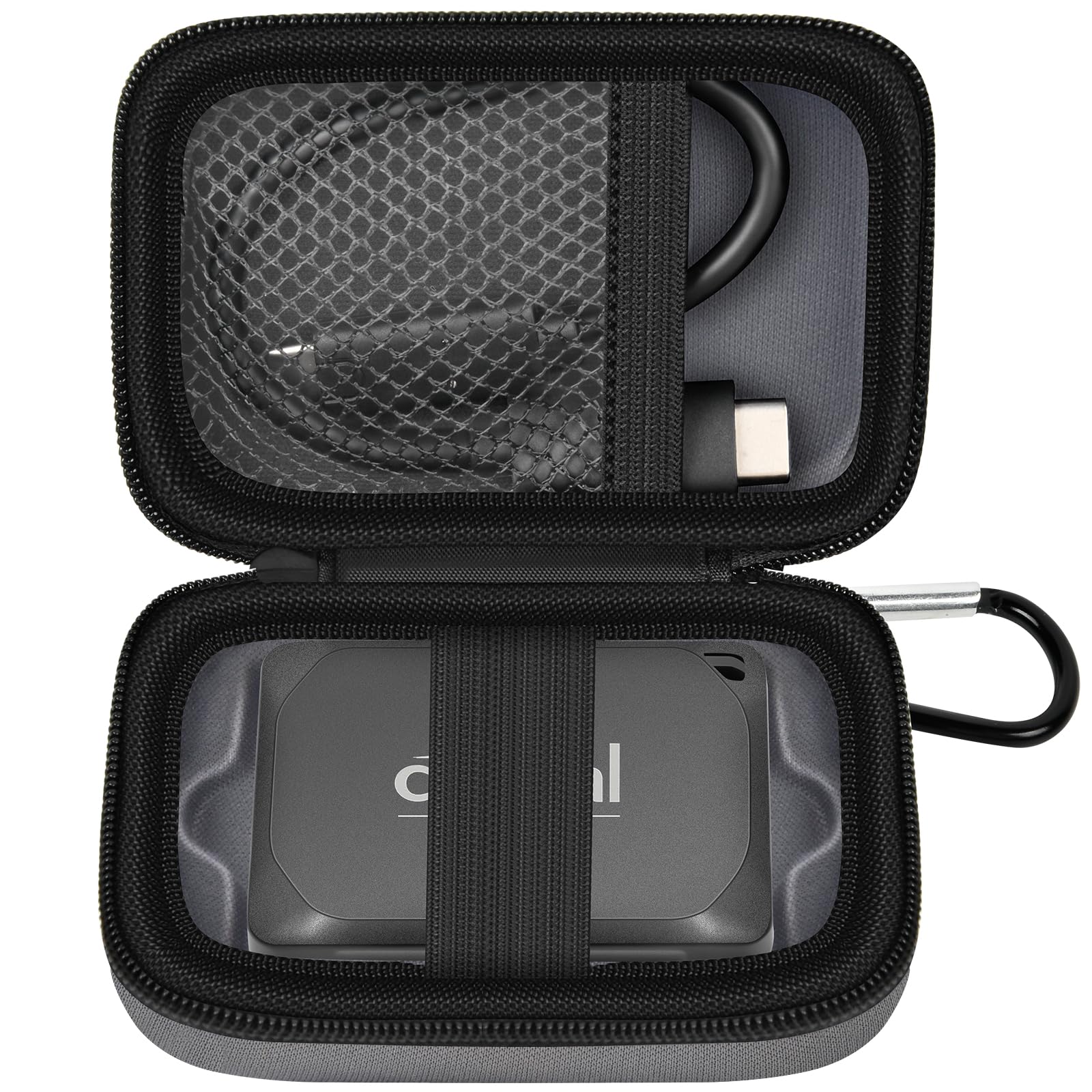 Carrying Case Compatible with Crucial X10/ X9 Pro 4TB/ 2TB/ 1TB Portable SSD, External Solid State Drive Hard Storage Holder Bag Fits for USB-C Cable (Box Only)(Dark-Grey) Dark Grey
