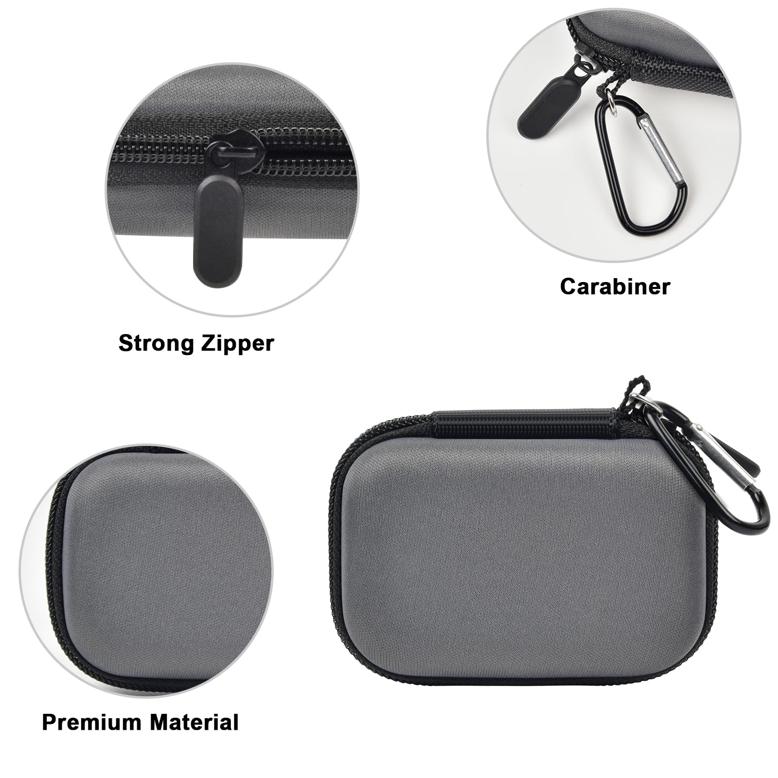 Carrying Case Compatible with Crucial X10/ X9 Pro 4TB/ 2TB/ 1TB Portable SSD, External Solid State Drive Hard Storage Holder Bag Fits for USB-C Cable (Box Only)(Dark-Grey) Dark Grey - Image 3