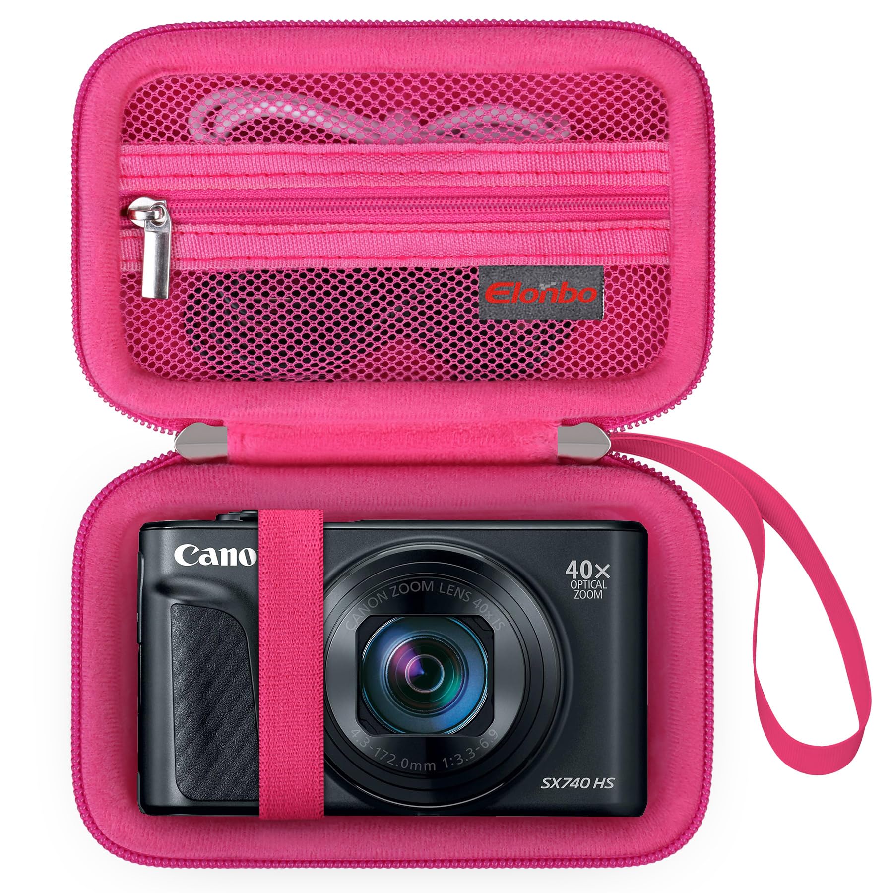 Carrying Case for Canon PowerShot SX740 HS/ SX730 HS/ SX720 HS/ SX620 HS Digital Camera, 4K Video Camera Travel Storage Cover Bag Organizer Holder, Mesh Pocket fits Battery Charger, Raspberry