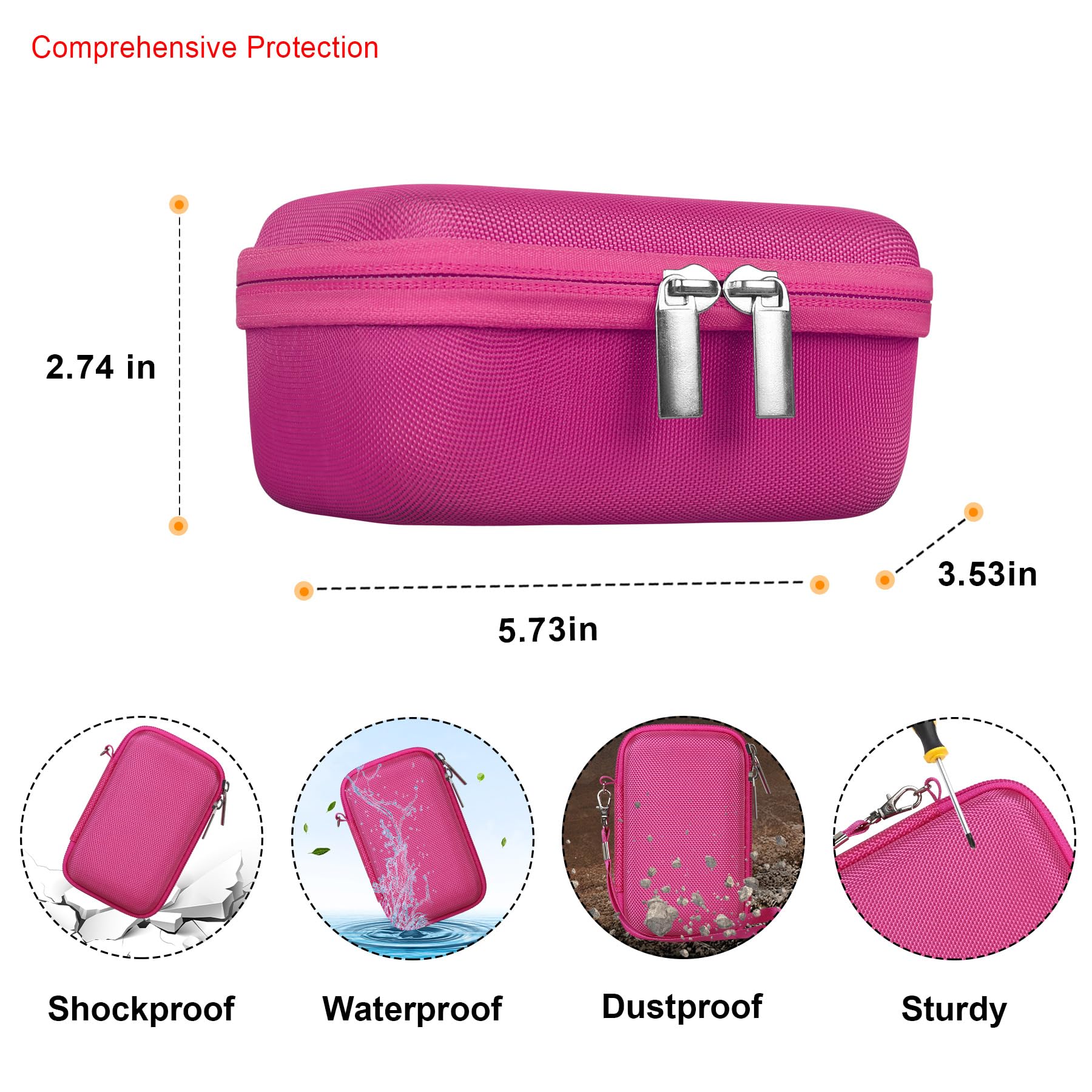 Carrying Case for Canon PowerShot SX740 HS/ SX730 HS/ SX720 HS/ SX620 HS Digital Camera, 4K Video Camera Travel Storage Cover Bag Organizer Holder, Mesh Pocket fits Battery Charger, Raspberry - Image 3