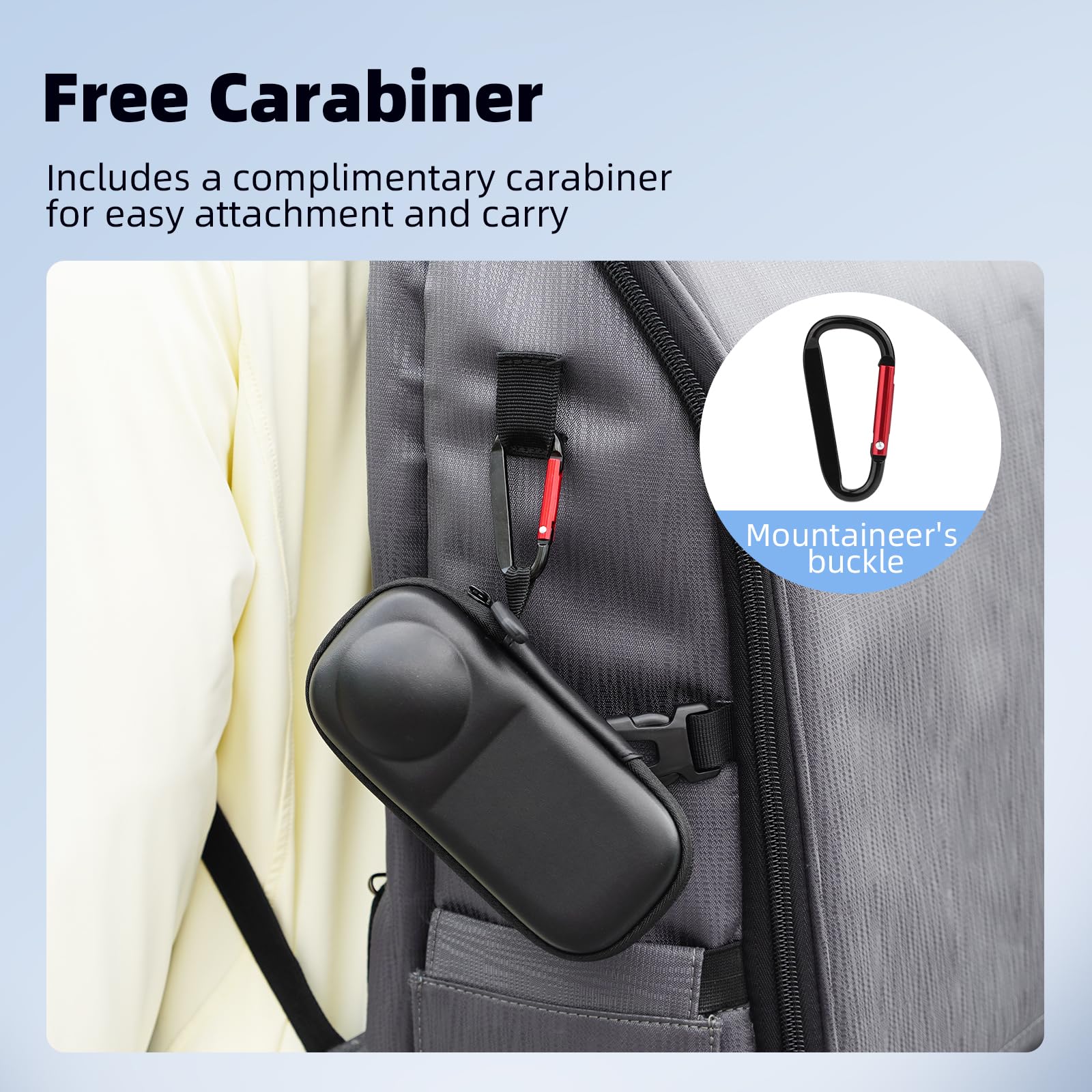 Carrying Case for Insta 360 X4 (for Original Lens Cap), Portable Small Storage Bag Protective Cover Hard Shell Travel Protector with Wrist Strap Carabiner for Insta360 X4 Camera Accessories PU - Image 8