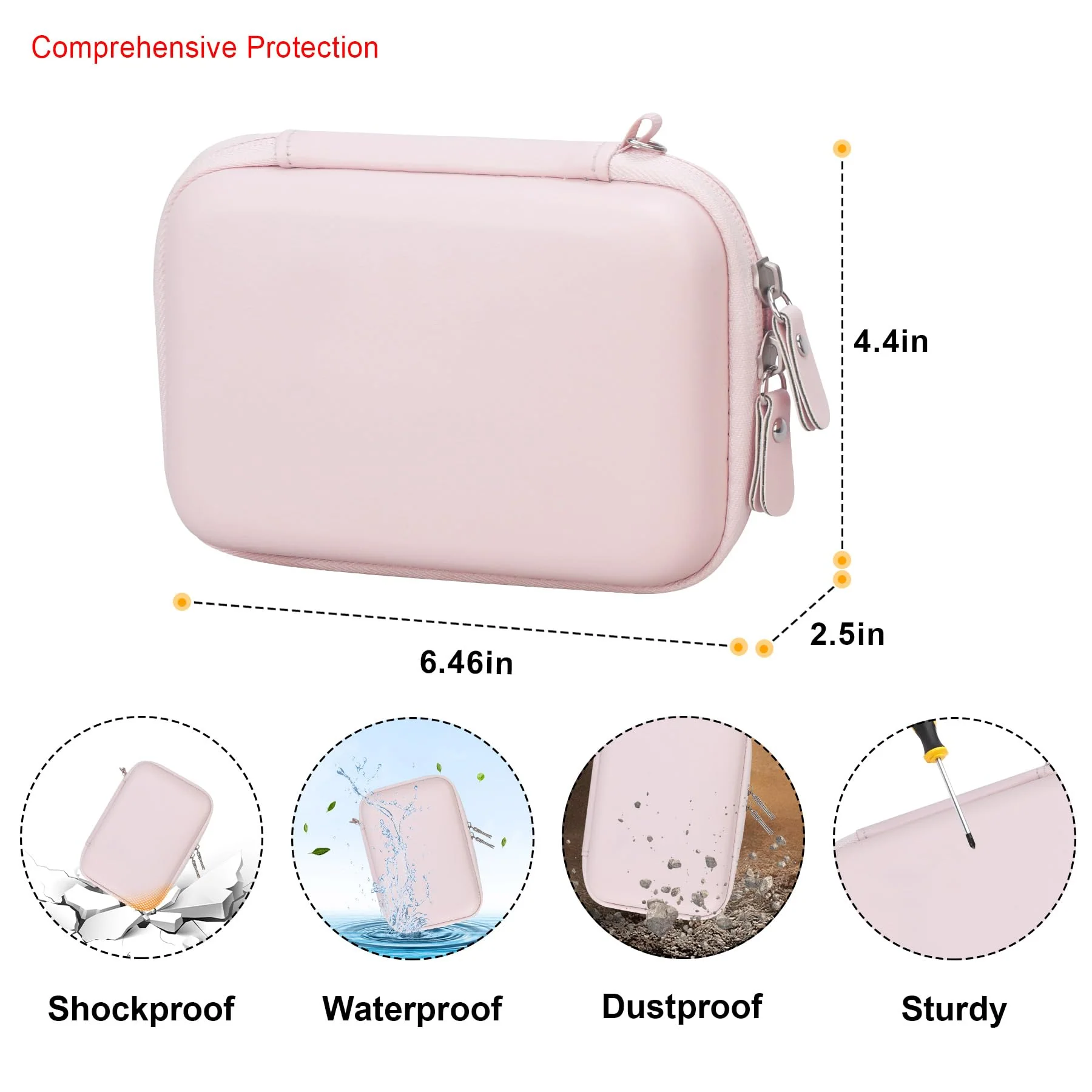 Carrying Case for KODAK Mini 2 Retro 4PASS Portable Photo Printer, Digital Instant Print Camera Travel Bag Storage Holder, Mesh Pocket Fits Printing Paper, Cable, Pink Pink+Inside Pink - Image 3