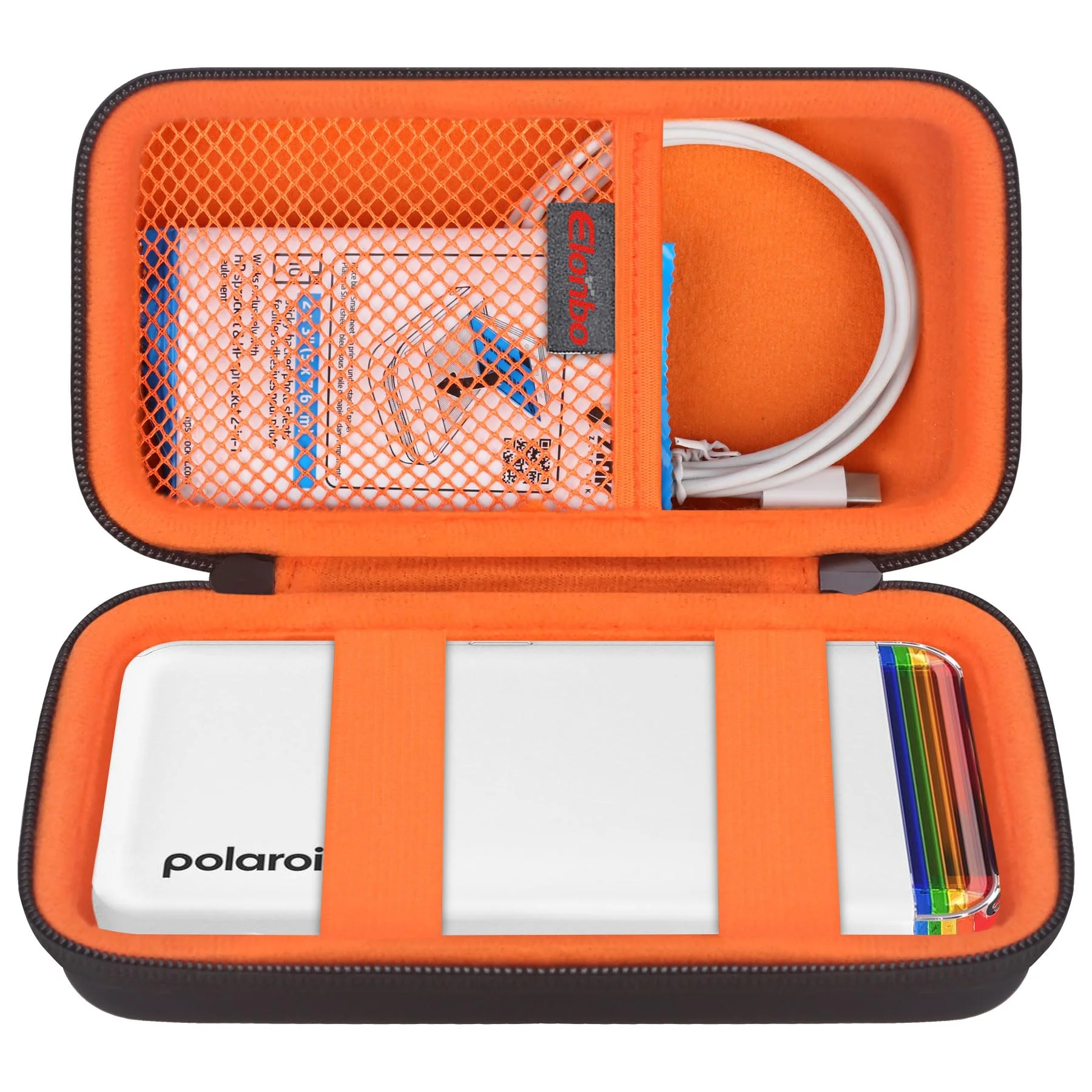 Carrying Case for Polaroid Hi-Print + Paper Bundle- 2nd Generation Bluetooth Connected 2x3 Pocket Photo Dye-Sub Printer, Photo Printer Travel Storage Cover Protective Bag, Black+Inside Orange