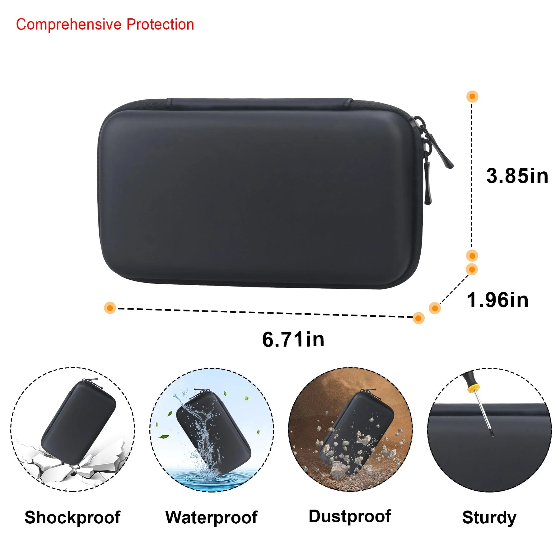 Carrying Case for Polaroid Hi-Print + Paper Bundle- 2nd Generation Bluetooth Connected 2x3 Pocket Photo Dye-Sub Printer, Photo Printer Travel Storage Cover Protective Bag, Black+Inside Orange - Image 3