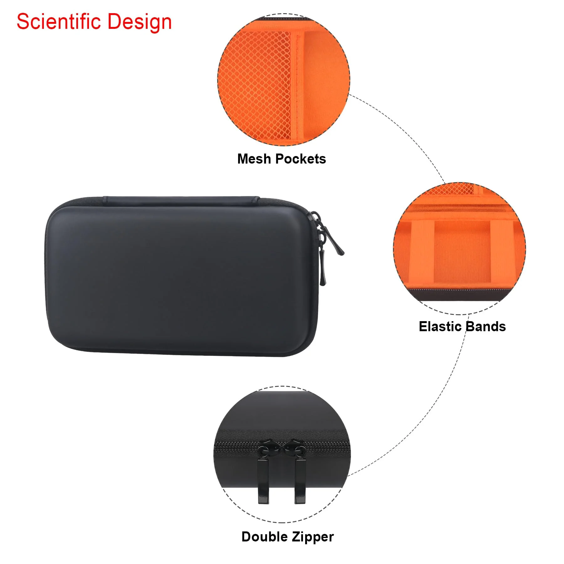 Carrying Case for Polaroid Hi-Print + Paper Bundle- 2nd Generation Bluetooth Connected 2x3 Pocket Photo Dye-Sub Printer, Photo Printer Travel Storage Cover Protective Bag, Black+Inside Orange - Image 4