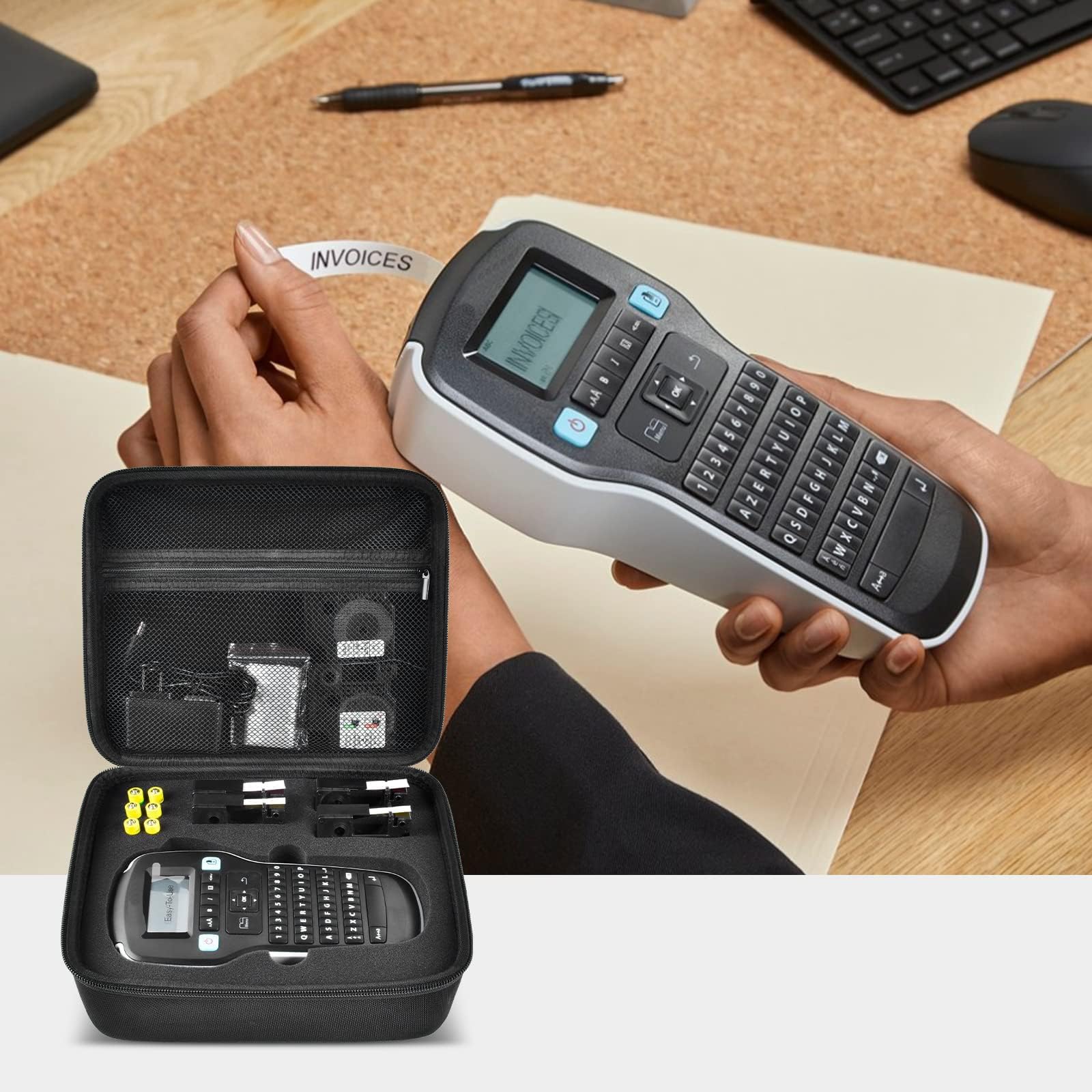 Case Compatible with DYMO Label Maker LabelManager 160/280 Portable Label Maker, Label Printer Storage Organizer for AC Adapter, Tape Cartirdges and More Accessories(Box Only) Black - Image 6