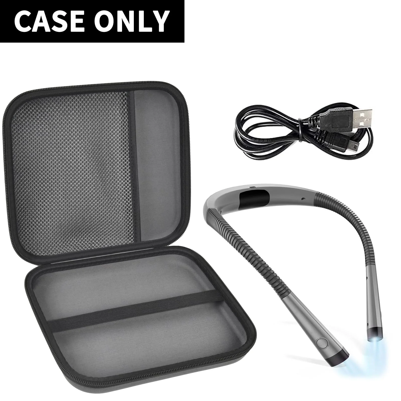 Case Compatible with Glocusent/for Vekkia/for LITOM/for LEDGLE/for TAKKUI/for TSINGREE LED Neck Reading Light Book Light for Reading. Storage Carrying Holder for USB Cable (Box Only) -Grey Gray - Image 2