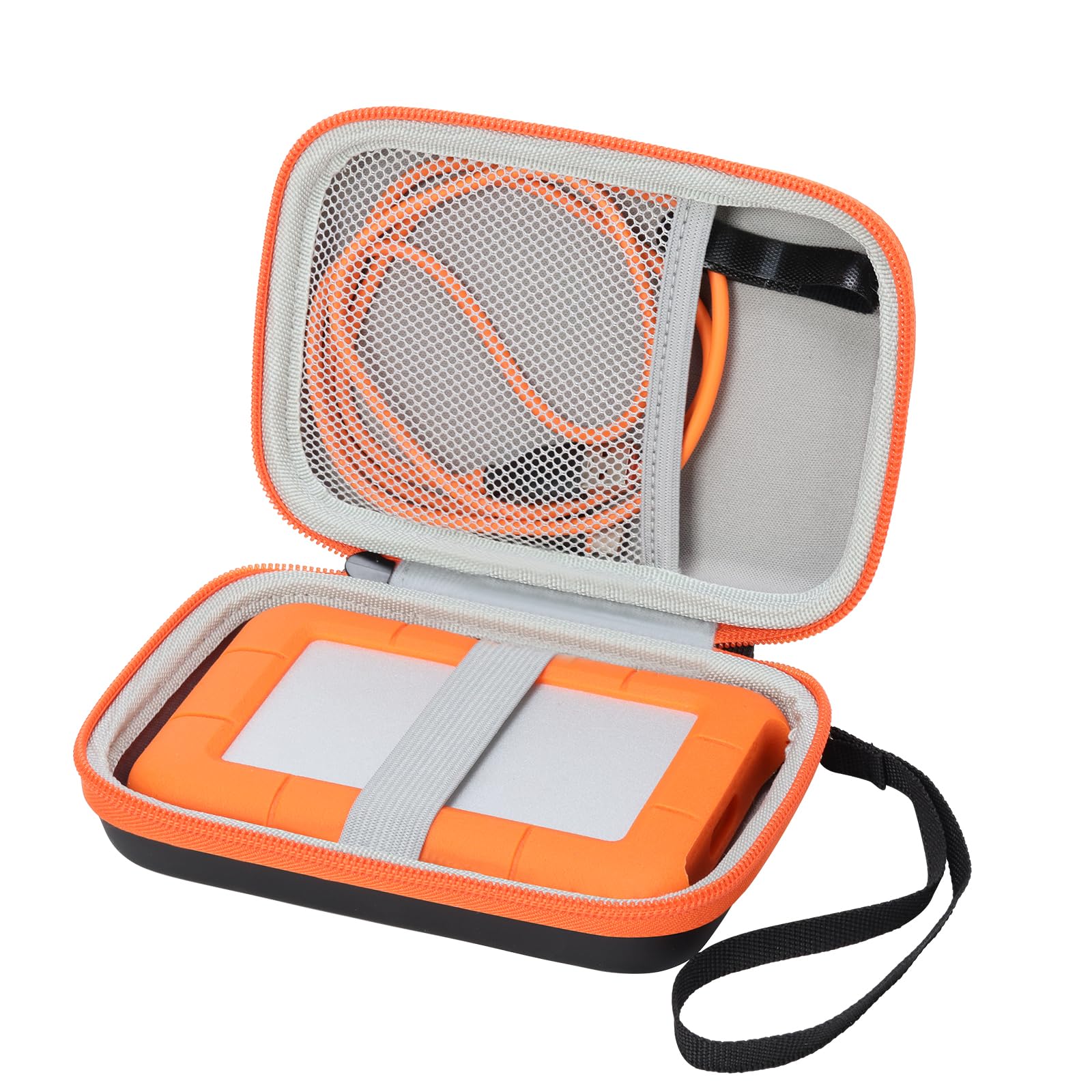 Case Compatible with LaCie Rugged Mini 1TB/ 2TB/ 4TB/ 5TB External Hard Drive Portable HDD, Carring Case Storage Holder for Hard Drives for Mac and PC Computer, Orange (Case Only)