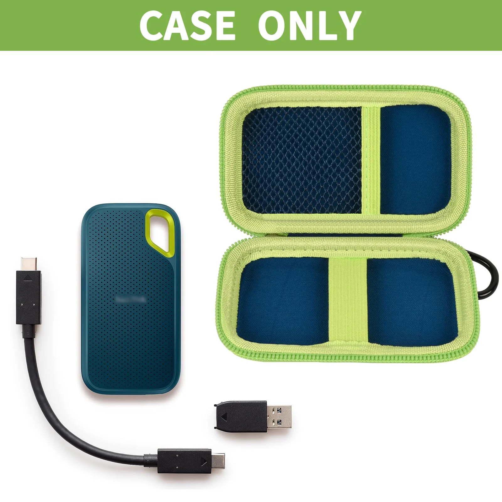 Case Compatible with SanDisk 1TB 2TB 500GB 4TB/for SanDisk PRO Extreme Portable SSD, External Solid State Hard Drive Storage Holder for SDSSDE61/ SDSSDE60/ SDSSDE81/SDSSDE30/SDSSDE60 (Box Only)(Green) Green - Image 4
