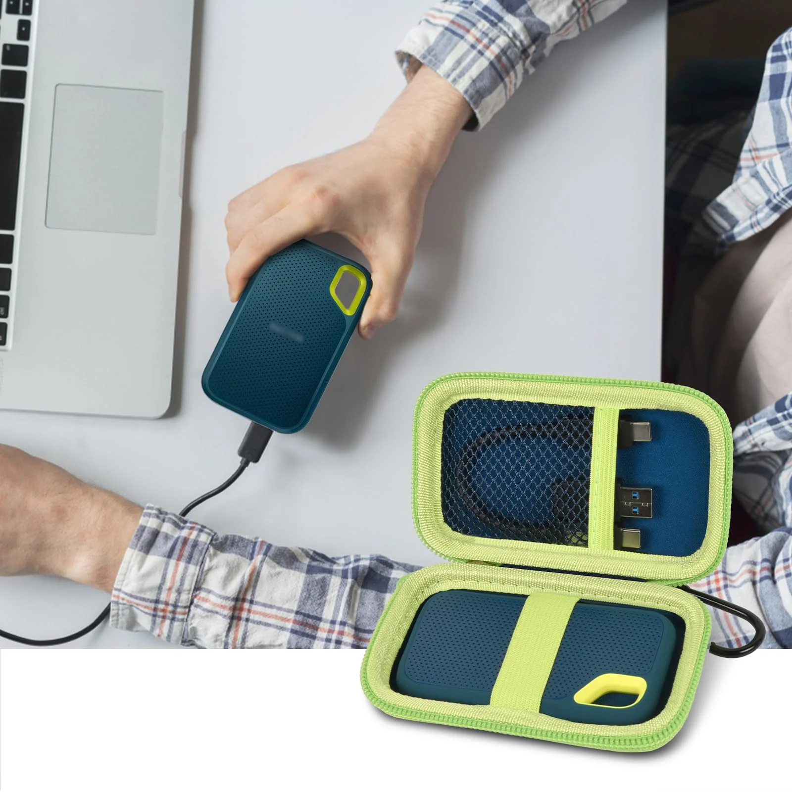 Case Compatible with SanDisk 1TB 2TB 500GB 4TB/for SanDisk PRO Extreme Portable SSD, External Solid State Hard Drive Storage Holder for SDSSDE61/ SDSSDE60/ SDSSDE81/SDSSDE30/SDSSDE60 (Box Only)(Green) Green - Image 6