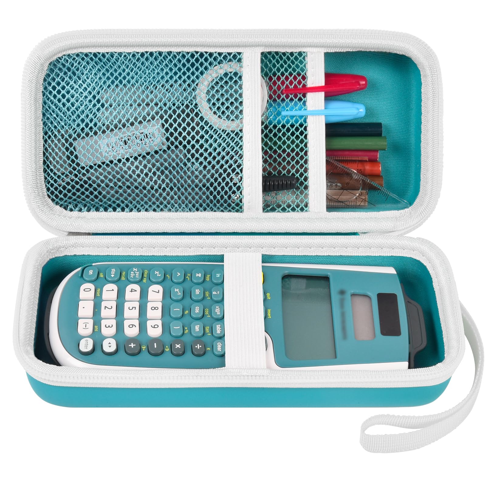 Case Compatible with Texas Instruments TI-30XS for MultiView Scientific Calculator, Storage Holder Carrying Organizer Bag with Mesh Pocket for Pens, Pencil, Batteries and Accessories (Box Only) -Green Green