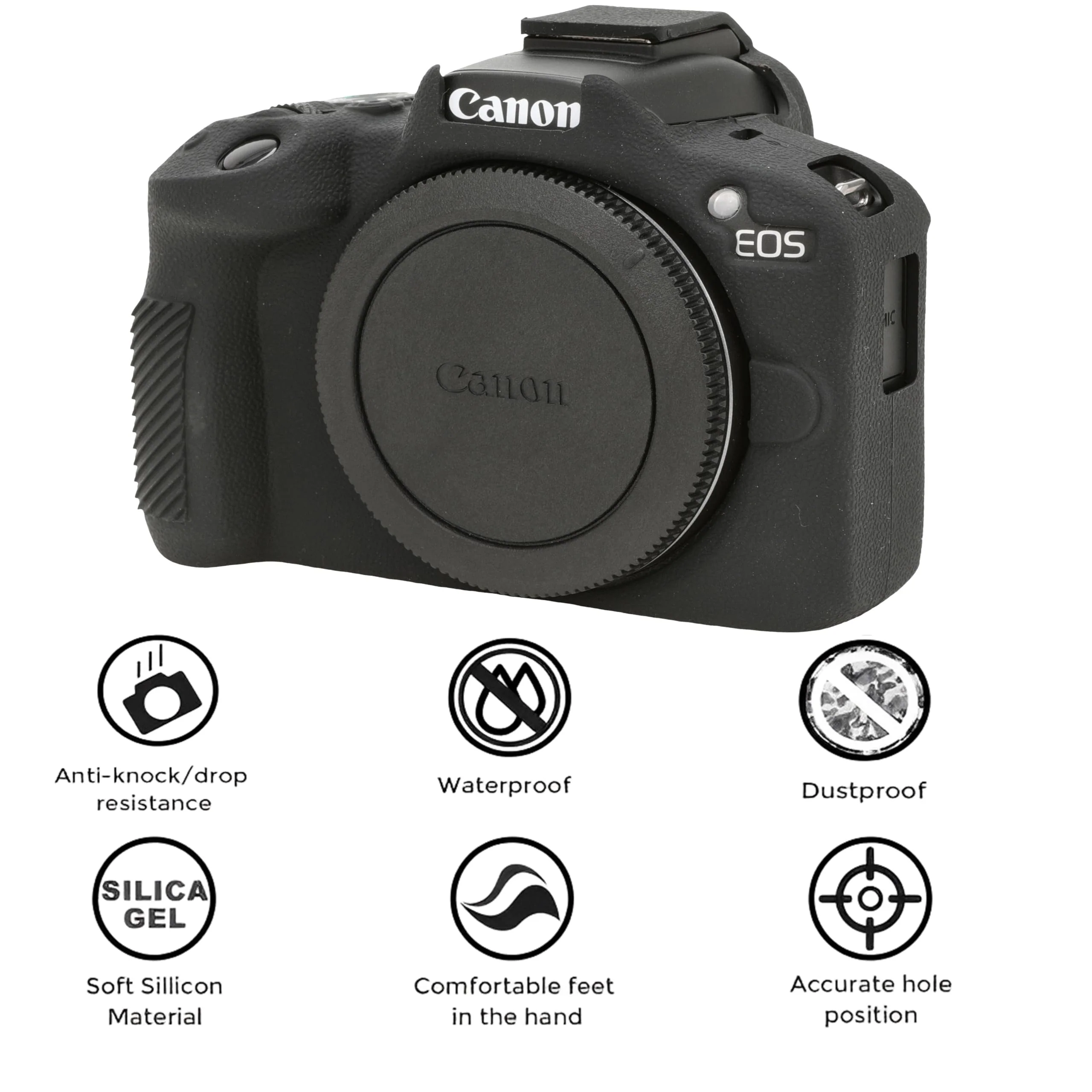 Case for Canon EOS R50, EOS R50 Camera Silicone Protective Case, Lightweight, Anti-Scratch Slim Fit Soft Skin, EOS R50 Accessories, AEXUTDA Bag for EOS R50 Mirrorless Vlogging Camera - Black - Image 3