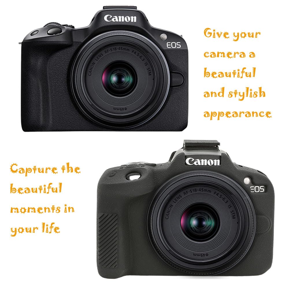 Case for Canon EOS R50, EOS R50 Camera Silicone Protective Case, Lightweight, Anti-Scratch Slim Fit Soft Skin, EOS R50 Accessories, AEXUTDA Bag for EOS R50 Mirrorless Vlogging Camera - Black - Image 4