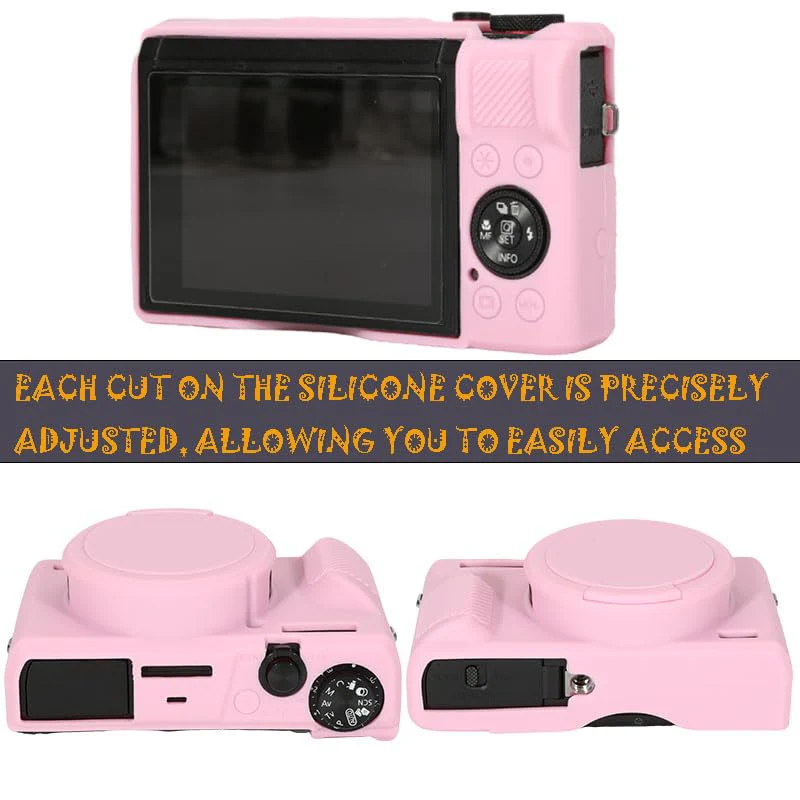 Case for Canon Powershot G7X Mark III Digital Camera, G7X Mark iii Camera Silicone Case, Anti-Scratch Slim Fit Soft Skin, G7X Mark 3 Accessories with Detachable Lens Cover - Pink - Image 2