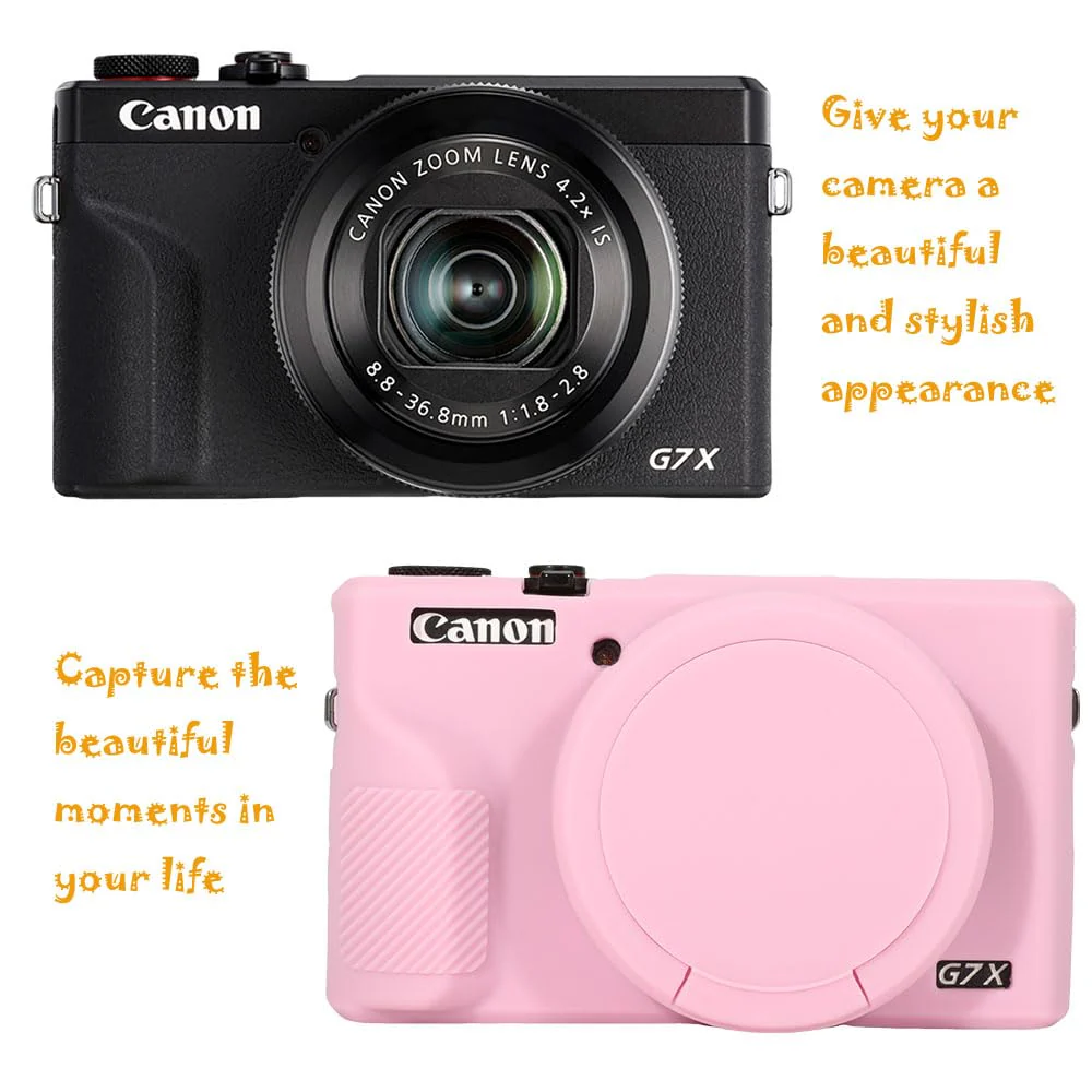 Case for Canon Powershot G7X Mark III Digital Camera, G7X Mark iii Camera Silicone Case, Anti-Scratch Slim Fit Soft Skin, G7X Mark 3 Accessories with Detachable Lens Cover - Pink - Image 4