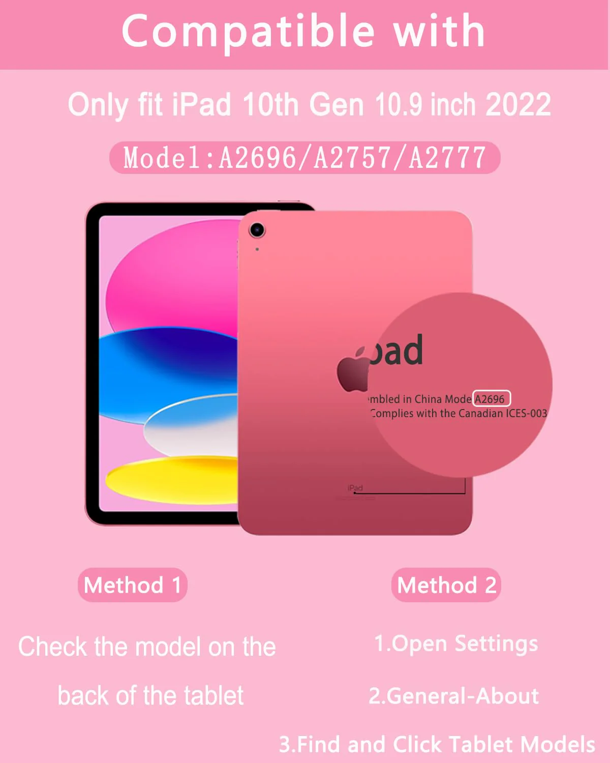 Case with Keyboard for iPad 10th Generation 10.9 inch 2022,7 Color Rainbow Backlit Detachable Wireless Keyboard Rotatable Magnetic Cover with Pencil Holder for iPad 10 Gen Watermelon Red Watermelon Red + Watermelon Red - Image 2