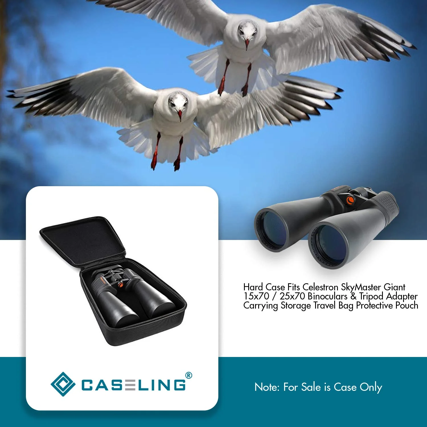Caseling Hard Case Fits Celestron SkyMaster Giant 15x70 25x70 Binoculars and Tripod Adapter - Image 6