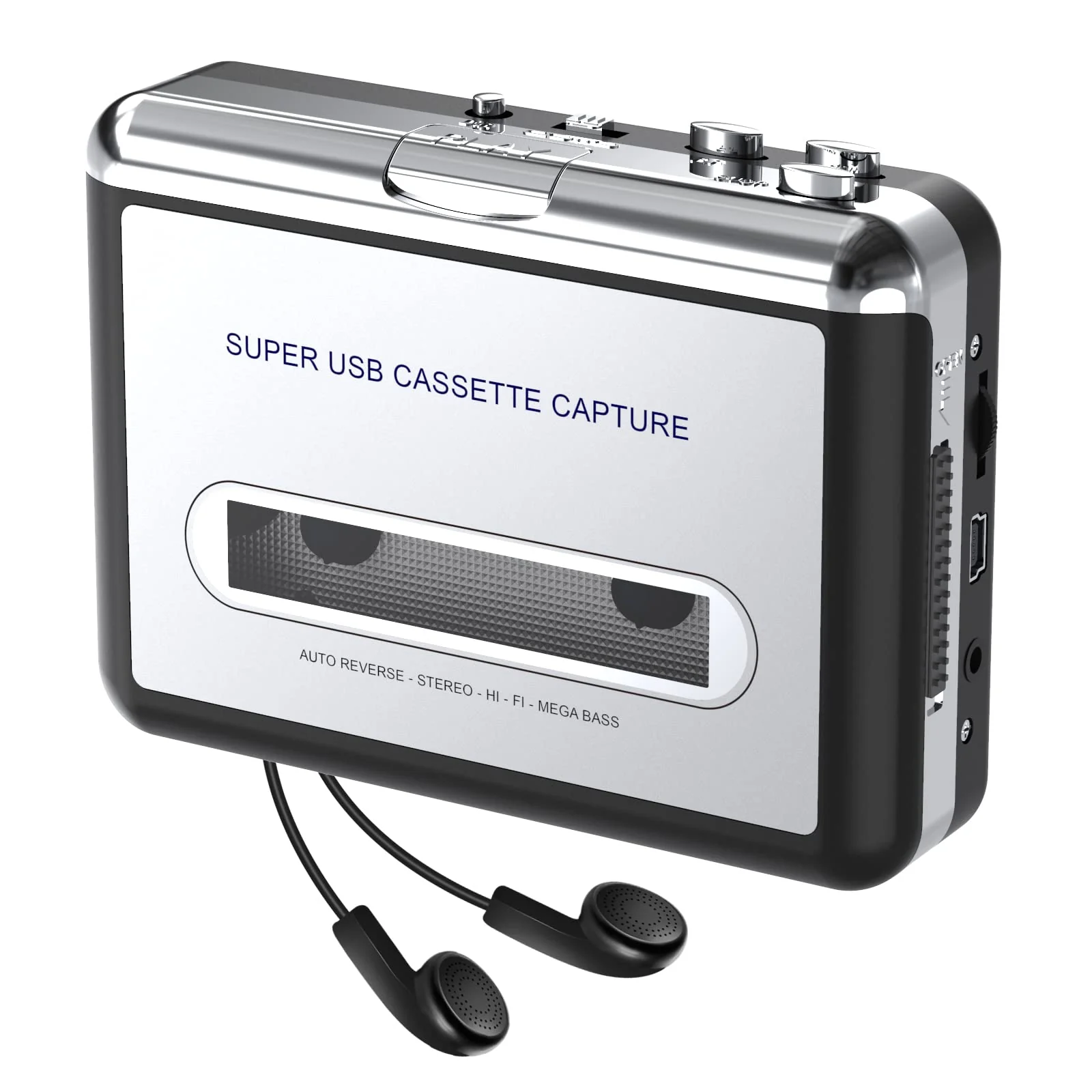 Cassette Player-Cassette Tape to MP3 CD Converter- Powered by Battery or USB,Convert Walkman Tape Cassette to MP3, Compatible with Laptop and PC, USB Cable,Software CD,3.5mm Jack Earphone GRAY