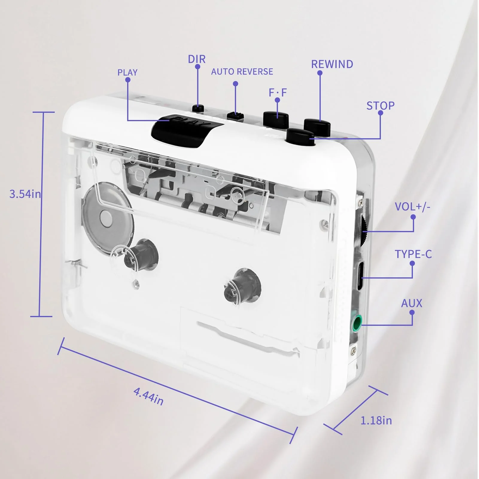Cassette Player-Cassette to MP3 Converter with Tape Converter Software- Auto Reverse &Clear Stereo Cassette Tape Player-Built-in Cool Copper Wheel Movement&Earphone - Image 8